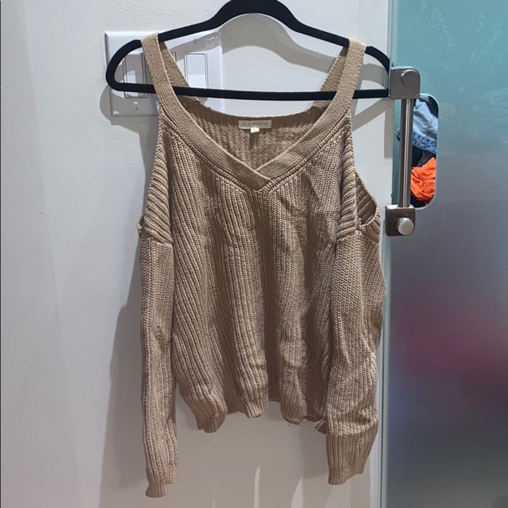 Light brown off the shoulder sweater